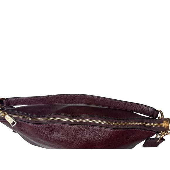 COACH Turn Lock Hobo Saddle Two Way Crossbody Oxblood Pebble Leather #24771 - Picture 11 of 17